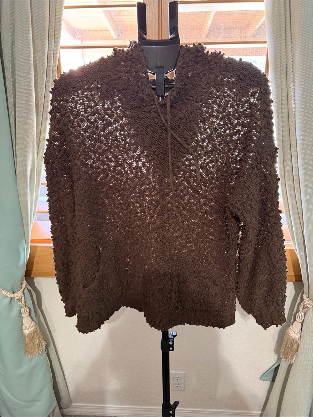 Umgee Brown Textured Bobble Knit Cardigan